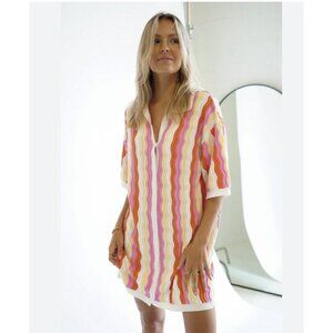 Yellow the Label Felix Dress Womens S/M Multicolor Striped Knit Button Front